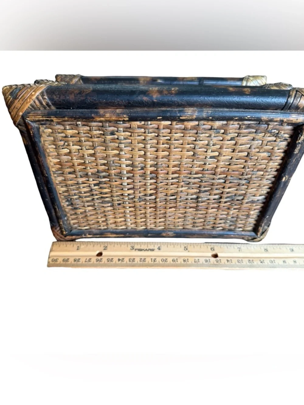 Pier 1 Coastal Rattan Letter Holder Desk Organizer Brown Tan